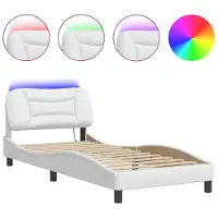 Syfax Estructura de cama con LED sin colchón Hvar blanco 90x200 cm