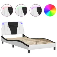 Syfax Estructura de cama Viana con LED sin colchón blanco negro 100x200 cm