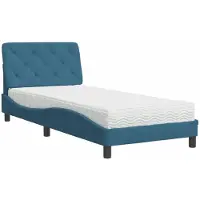 Syfax Cama con colchón terciopelo azul 90x200 cm