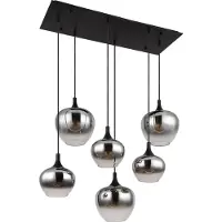 Globo Lámpara colgante Maxy, longitud 86 cm, gris humo, cristal, 6 luces.