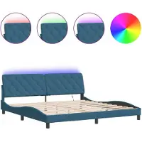 Syfax Estructura de cama con LED sin colchón terciopelo azul 200x200 cm