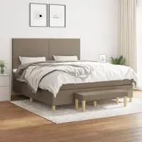 Prolenta Maison Exclusive: Base de cama con somier y colchón color taupe, 180x200 cm, tejido