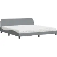 Syfax Cama con colchón Dover tela gris claro 200x200 cm