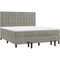 Syfax Cama box spring con colchón terciopelo gris claro 180x200 cm