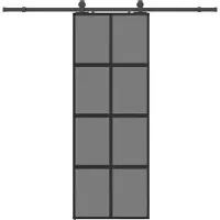 Syfax Puerta corredera con herrajes negro 76x205 cm vidrio templado
