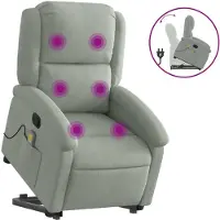 Syfax Sillón reclinable de masaje elevable terciopelo gris claro