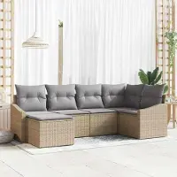 Prolenta Maison Exclusive - Juego de mesa para jardín, 6 piezas, color beige y gris claro