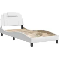 Syfax Estructura de cama Viana sin colchón cuero sintético blanco 90x200 cm