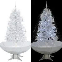 Syfax Árbol de Navidad con nieve con base en paraguas blanco 170 cm