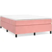 Syfax Estructura de cama con somier terciopelo rosa 140x190 cm