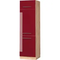 Vicco Armario para frigorífico empotrado Fame-Line Rojo Burdeos alto brillo 60 cm, Model 38406