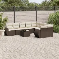 Prolenta Maison Exclusive: Juego de jardín de 10 piezas con cojines, color marrón, fabricado en polirratán