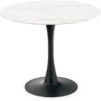 Halmar Mesa de comedor redonda Kulatý, modelo Ambrosio, mármol / negro