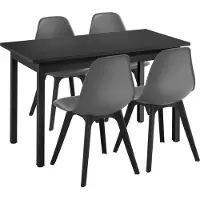 En.casa [] Juego de comedor para 4 personas: mesa de comedor negra de 120x60 cm + 4 sillas grises. Mesa de cocina, mesa de comedor, silla de comedor