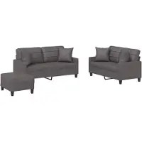 Syfax Juego de sofás con cojines 3 piezas cuero sintético gris