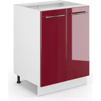 Vicco Mueble bajo de cocina Fame-Line Rojo Burdeos alto brillo 60 cm sin encimera, Model 34773
