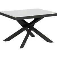 Itamoby Mesa extensible de 90 x 120/224 cm, estructura Volantis Evolution, madera de fresno en blanco, con detalles en gris antracita
