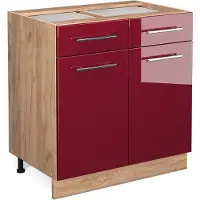 Vicco Mueble bajo de cocina Fame-Line Rojo Burdeos alto brillo 80 cm sin encimera, Model 38346