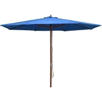 Syfax Sombrilla de jardín con palo de madera azul 350 cm