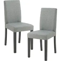 En.casa Juego de 2 sillas de comedor "Hamburgo", tapizadas en tela, con patas de madera, color gris claro