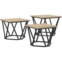 Syfax Mesa de Café 3 pcs Roble Sonoma Madera Ingenierizada y Acero