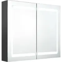 Syfax Armario de baño con espejo y LED gris 80x12x68 cm