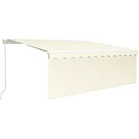 Syfax Toldo retráctil manual con persiana y LED crema 4x3 m