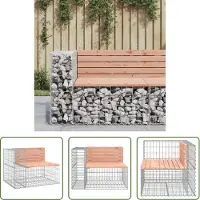 The Living Store Banco de jardín de fabricado con estructuras de gaviones, dimensiones 92x71x65,5 cm, hecho de madera maciza de douglas
