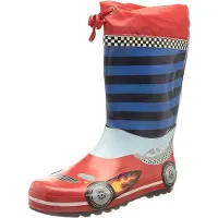 Playshoes Botas de lluvia 'Rennwagen' azul / rojo / blanco