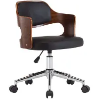 Syfax Silla de oficina giratoria madera curvada cuero sintético negro