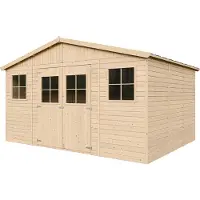 Timbela Caseta de jardín de madera con suelo tratado - H246 x 418 x 320 cm / 12 m² - M331+331G