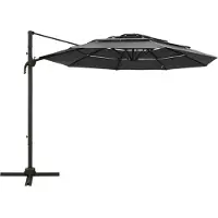 Syfax Sombrilla jardín de 4 niveles palo de aluminio antracita 3x3 cm