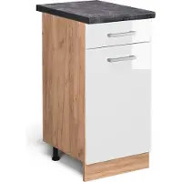 Vicco Mueble bajo de cocina R-Line Blanco alto brillo 40 cm , ET Antracita, Model 45415