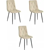 Leobert Sillón - - Modelo Libra - Tapizado en terciopelo beige claro, patas negras - Juego de 3 unidades