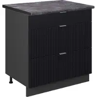 Vicco Mueble bajo de cocina Fame-Line Rayas negras 80 cm con 3 cajones, ET Antracita, Model 50889