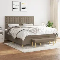 Prolenta Maison Exclusive: Base de cama con somier y colchón color taupe, 180x200 cm, tejido