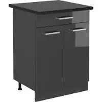 Vicco Mueble bajo de cocina R-Line Antracita alto brillo 60 cm , ET Antracita, Model 53662