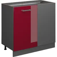 Vicco Armario de esquina R-Line Rojo de alto brillo 86 cm sin encimera, Model 37827