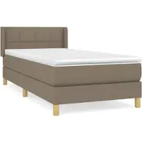 Syfax Cama box spring con colchón tela gris taupe 80x200 cm