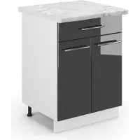 Vicco Mueble bajo de cocina Fame-Line Antracita alto brillo 60 cm con cajón, ET Mármol, Model 46713
