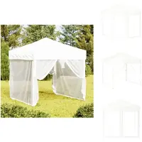 vidaXL Tienda de campaña plegable para fiestas con paredes laterales, color blanco, 2x2 metros - Toldos y tiendas de campaña para fiestas