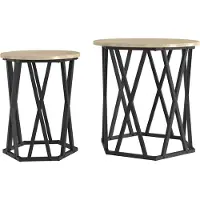 Syfax Mesa de Café 2 pcs Roble Sonoma Madera Ingenierizada y Acero