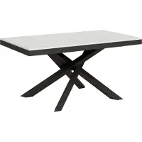 Itamoby Mesa extensible de 90 x 160/420 cm, estructura Volantis Evolution, madera de fresno en blanco, con detalles en gris antracita