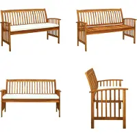 vidaXL Banco de jardín con cojín, 147 cm, madera maciza de acacia. Banco de jardín, bancos de jardín, banco de jardín de madera, bancos de jardín de madera