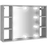 Syfax Mueble con espejo y LED color gris Sonoma 76x15x55 cm