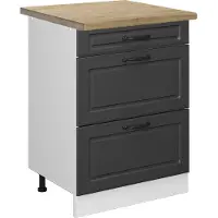 Vicco Mueble bajo de cocina R-Line Antracita casa de campo 60 cm con cajones, ET Roble, Model 46754