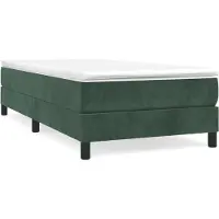 Syfax Cama box spring con colchón terciopelo verde oscuro 80x200 cm