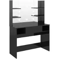 Syfax Tocador de maquillaje luces LED MDF brillo 100x40x135 cm