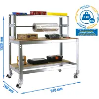 Simon Rack Banco de trabajo móvil SIMONWORK BT4 900, estructura de acero galvanizado y superficie de madera, sin tornillos