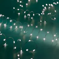 Spetebo 1.01 Guirnalda de luces con batería integrada, con función – 100 LEDs / 5 metros – Cable de plata. Para uso en interiores y exteriores. Color de la luz: blanco frío